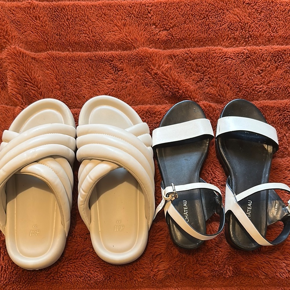 Stylish Sandal Duo in Cream and Black